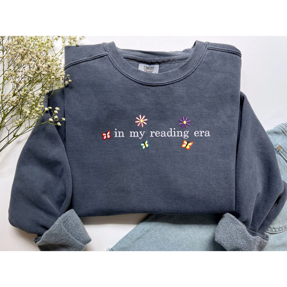 Embroidered In My Reading Era Crewneck Sweatshirt, Unisex GildanComfort Colors Sweatshirt, In My Reading Era Embroidery.jpg