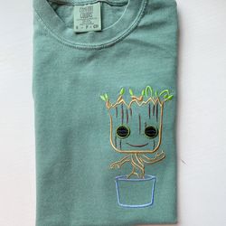 baby groot embroidered shirt  disney guardians of the galaxy embroidered shirt