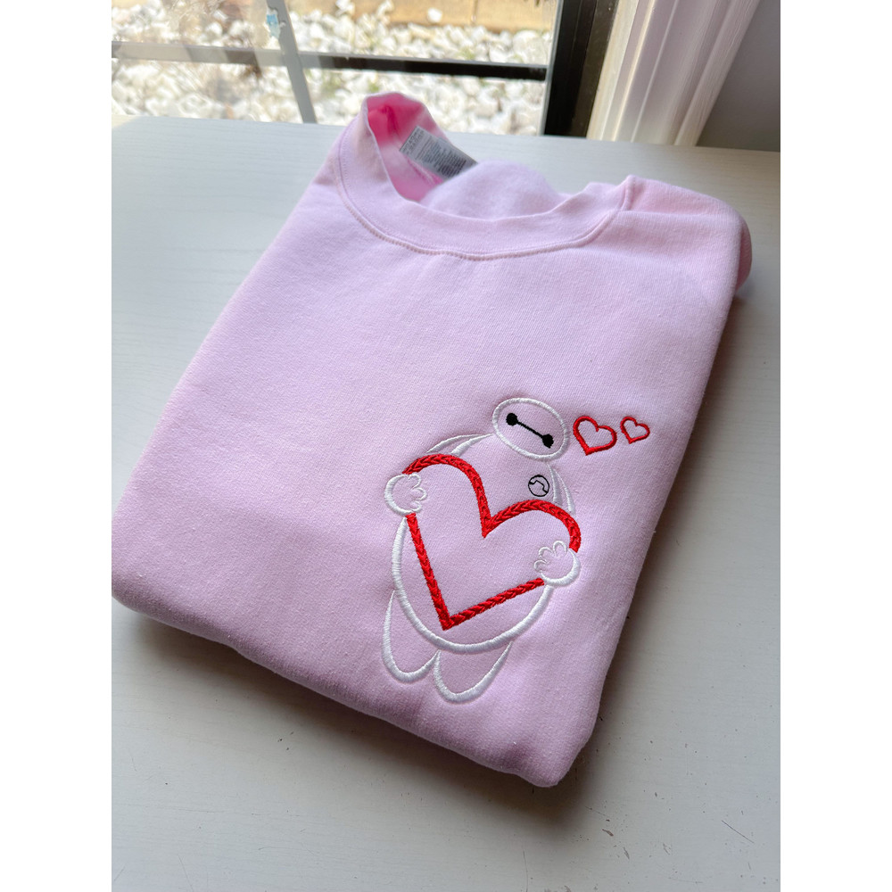 Baymax Heart Embroidered Sweatshirt Baymax Valentine Crewneck  Disney Valentine Embroidered Crewneck.jpg