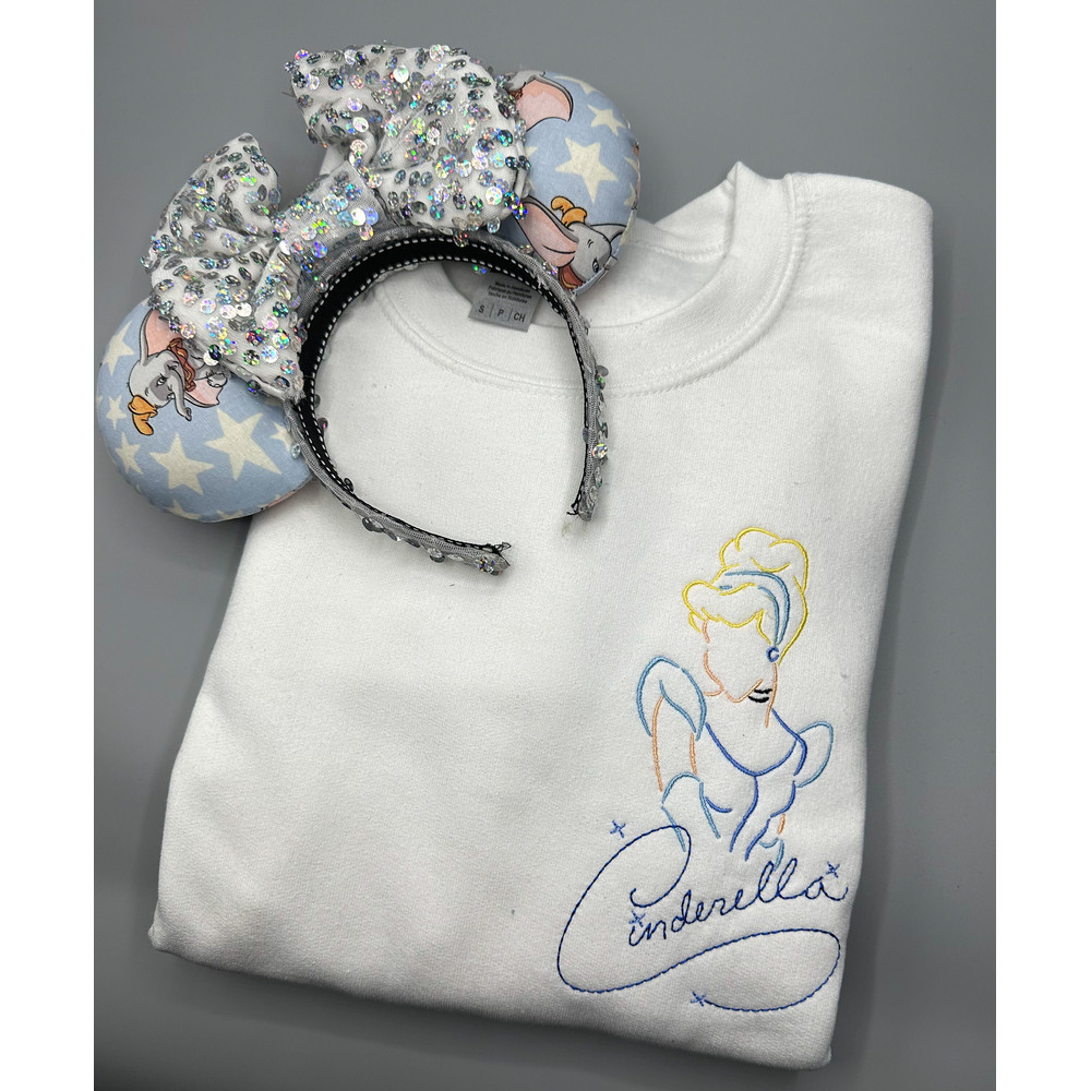 Cinderella Embroidered T-shirt  Disney Princess Embroidered Shirt  Disney World  Disneyland  Embroidered Tank Top  T-shirt 1.jpg