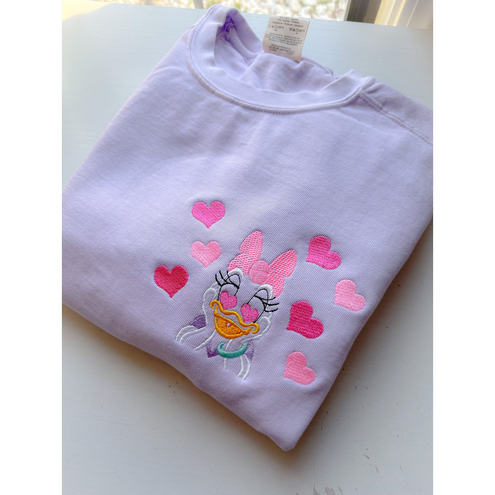 Daisy Hearts Valentine Embroidered Sweatshirt Daisy Valentine Crewneck Disney Valentine Embroidered Crewneck.jpg