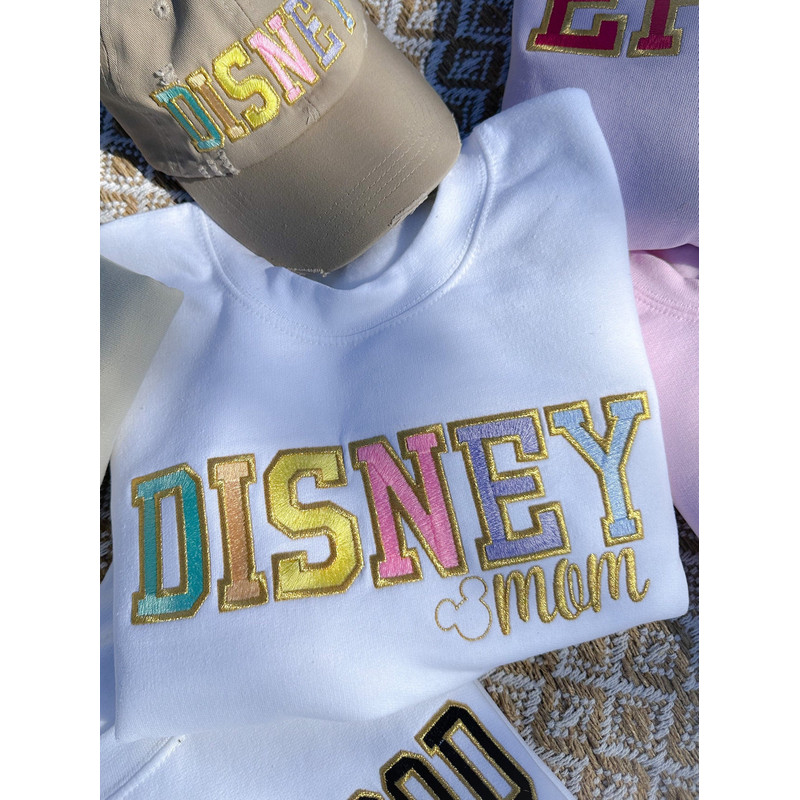 Disney Mom Metallic Patch Embroidered Sweatshirt Embroidered Sweatshirt Disney Embroidered Crewneck.jpg