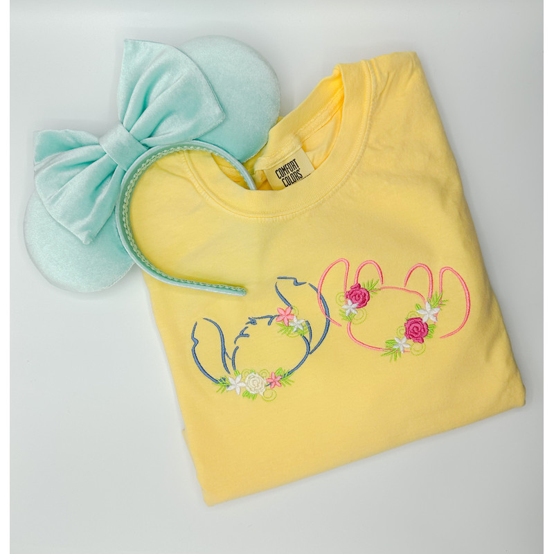 Floral Stitch and Angel Embroidered Sweatshirt Disney Flower Garden Embroidered Crewneck.jpg