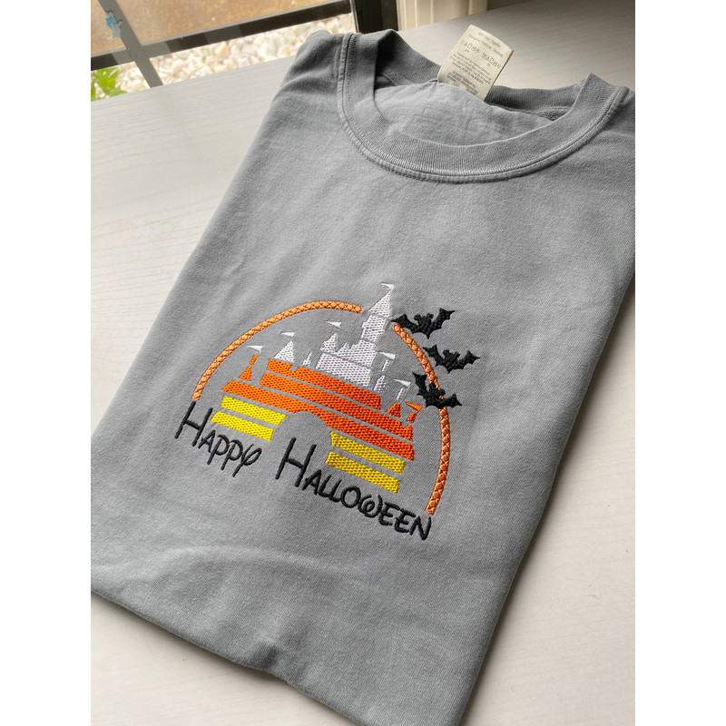 Happy Halloween Disney Castle Embroidered Shirt Disney World Embroidered Shirt Disneyland Embroidered Shirt.jpg