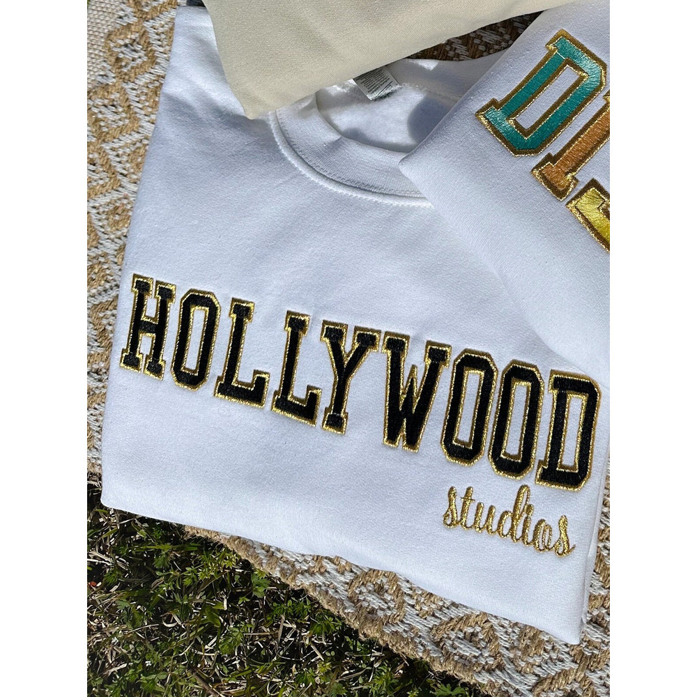 Hollywood Studios Metallic Patch Embroidered Sweatshirt   Embroidered Sweatshirt  Disney Embroidered Crewneck.jpg