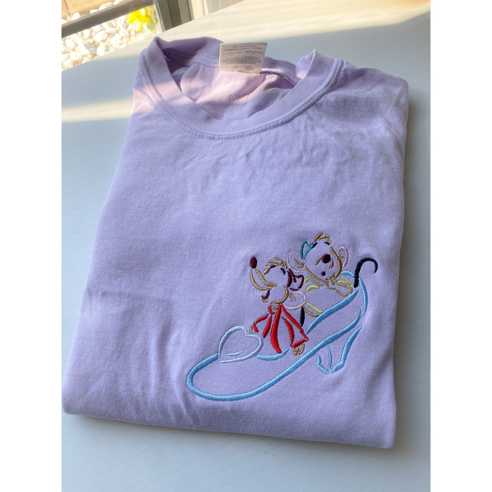 Jaq and Gus Gus Cinderella Slipper Embroidered T-Shirt Disney Embroidered T-Shirt.jpg