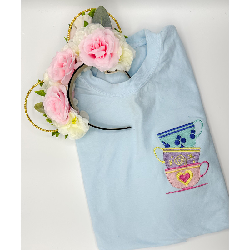 Mad Hatter Tea Party Cups Embroidered T-shirt Disney Alice in Wonderland Embroidered T-shirt Sweatshirt.jpg