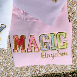 Magic Kingdom Metallic Patch Embroidered Sweatshirt   Embroidered Sweatshirt  Disney Embroidered Crewneck