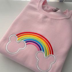 mickey rainbow embroidered sweatshirt disney embroidered crewneck disney t-shirt
