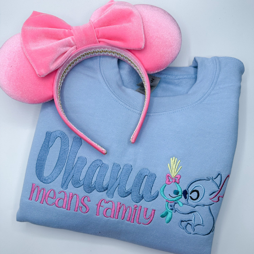 Ohana Means Family Stitch and Scrump Embroidered Sweatshirt Disney Stitch Embroidered Shirt.jpg