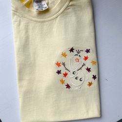 Olaf in Fall Embroidered Shirt  Disney Halloween Embroidered Shirt  Autumn Embroidered T-Shirt