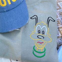 pluto embroidered t-shirt disney world disneyland embroidered crewneck hoodie