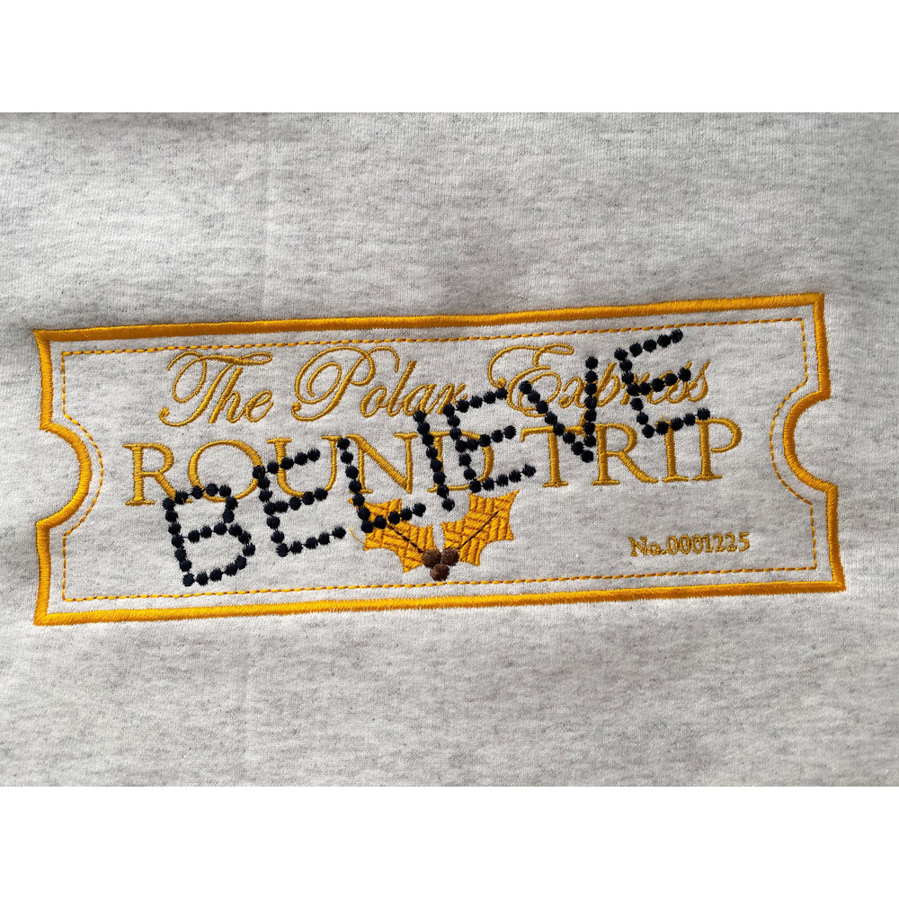Polar Express Ticket Embroidered Sweatshirt Embroidered Christmas Sweatshirt.jpg