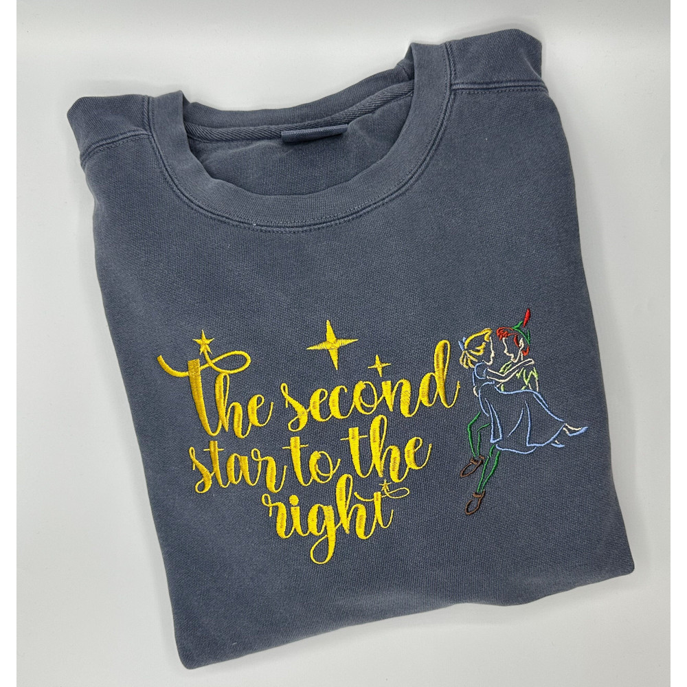 Second Star to the Right - Peter Pan Embroidered Sweatshirt Disney Sweatshirt.jpg