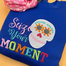 seize your moment embroidered crewneck disney embroidered coco sweatshirt tshirt