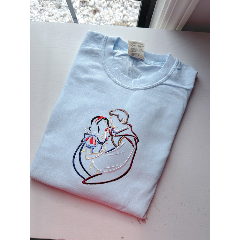 Snow White and Prince Embroidered Shirt Princess Valentine Crewneck Disney Valentine Embroidered Swestshirt.jpg