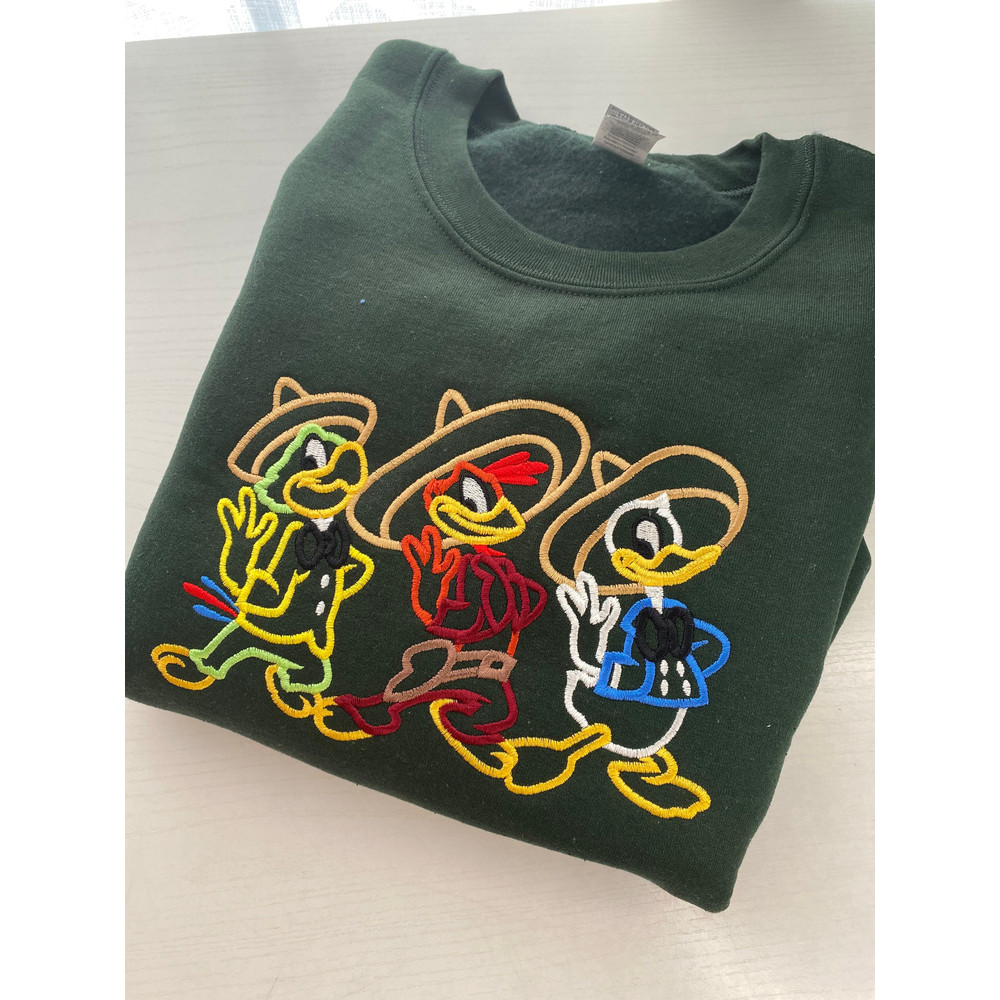 Three Caballeros Embroidered Sweatshirt  Disney Epcot Embroidered Crewneck  Disney Embroidered.jpg