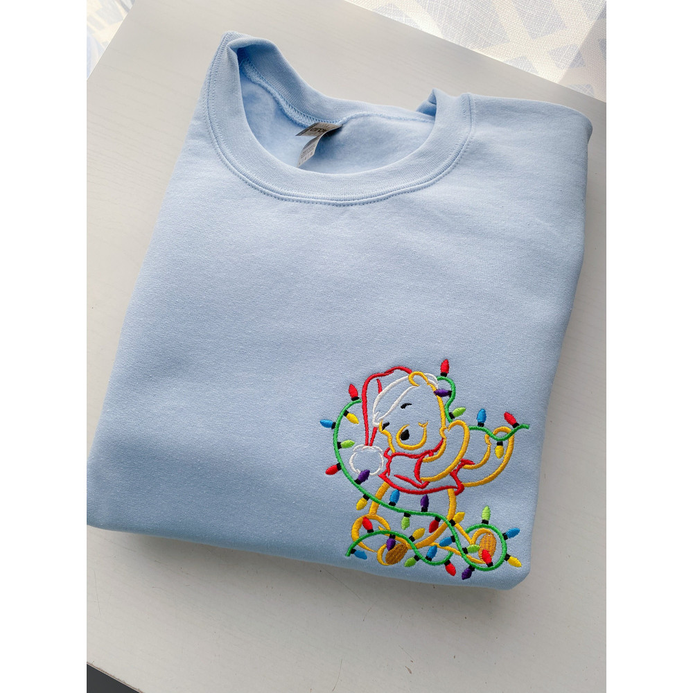 Winnie The Pooh Christmas Lights Embroidered Sweatshirt Embroidered Shirt Disney Embroidered Shirt Disney Christmas Crewneck.jpg