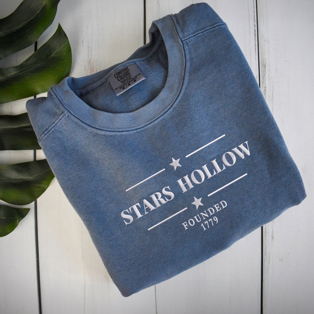 Comfort Colors® Stars Hollow Connecticut Sweatshirt, EMBROIDERED Fall Shirt, Autumn Shirt, Christmas Gift.jpg