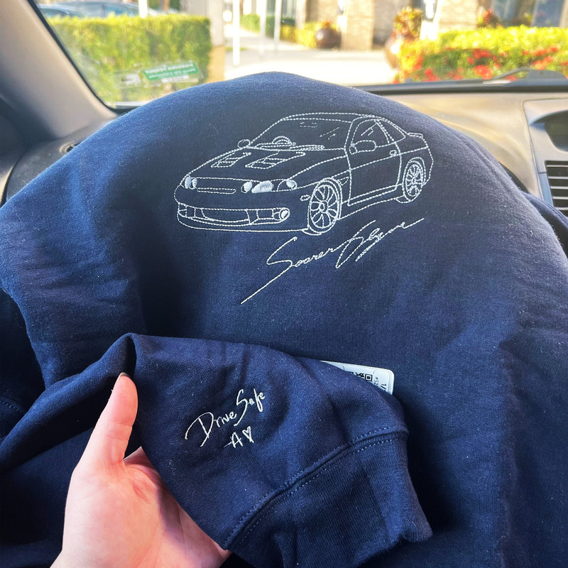 Custom Embroidered Car Outline Sweatshirt from Your Photo, Car Hoodie, Personalized Car Portrait Shirt, Best Gift for Boyfriend.jpg