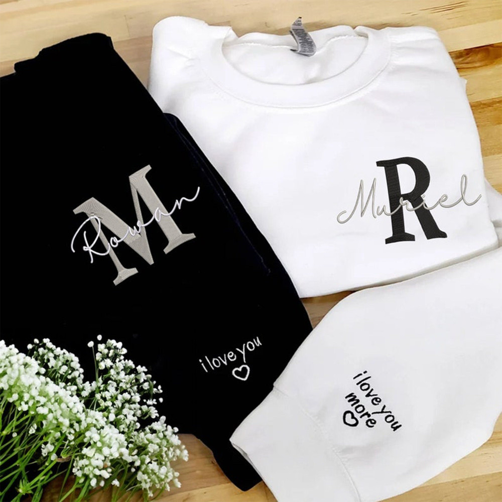 Custom Name Sweatshirts for Couple, His and Her Sweatshirt, Mr Mrs Hoodie, Valentine Gift for Boyfriend.jpg