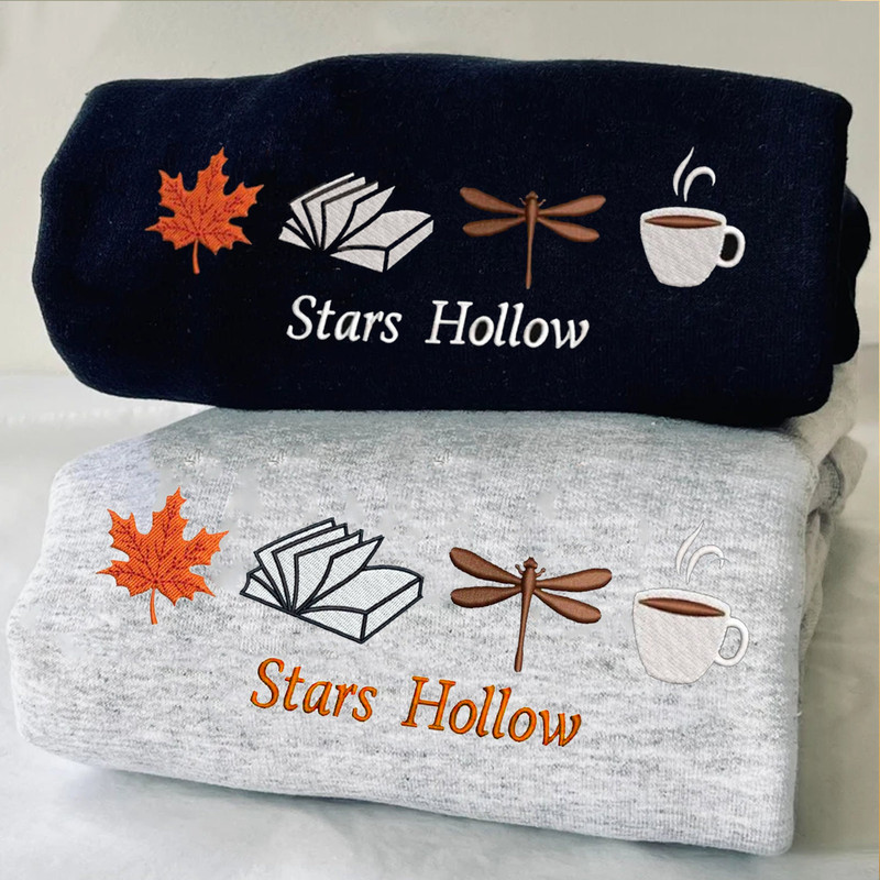 EMBROIDERED Stars Hollow Sweatshirt, Fall Autumn Comfort Colors® Tshirt, Halloween Gift for Sister.jpg
