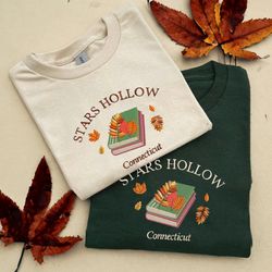 Stars Hollow Connecticut EMBROIDERED Sweatshirt, Fall Autumn Tshirt, Halloween Gift for Friends
