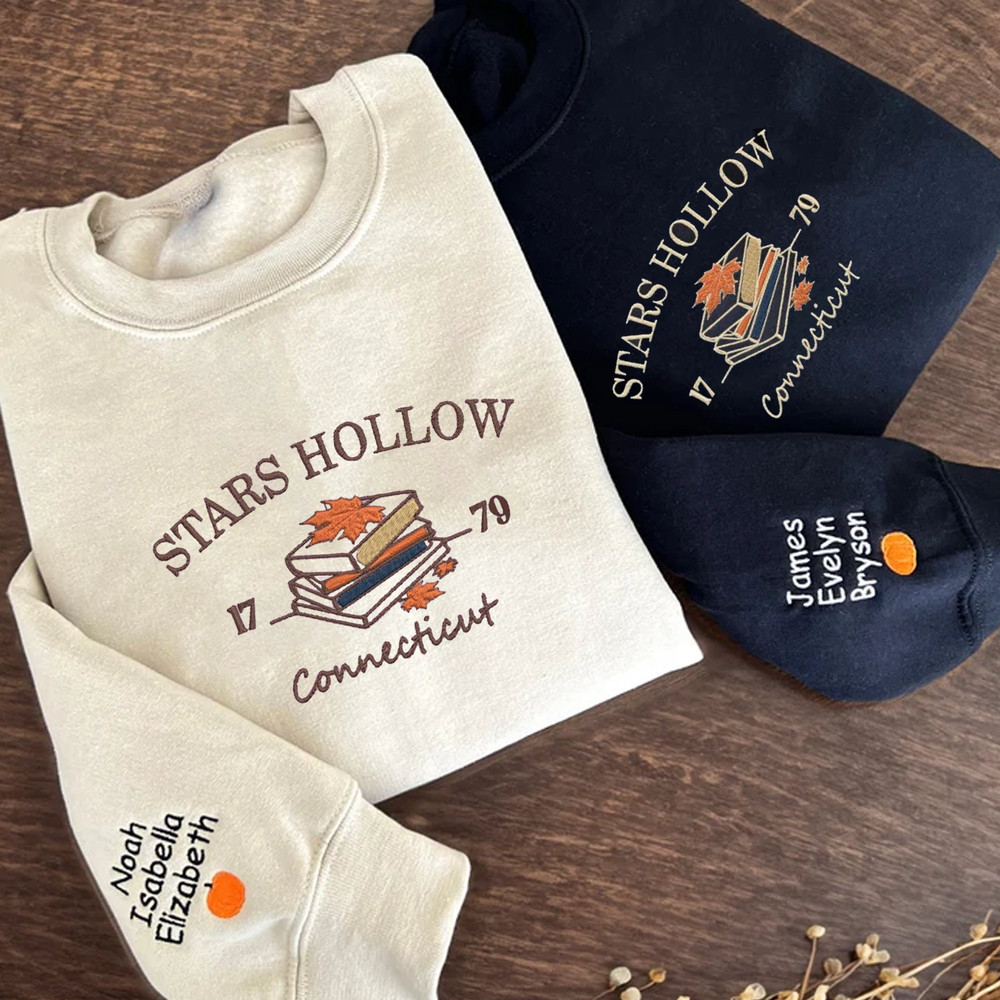 Stars Hollow Connecticut EMBROIDERED Sweatshirt, Fall Autumn Tshirt.jpg