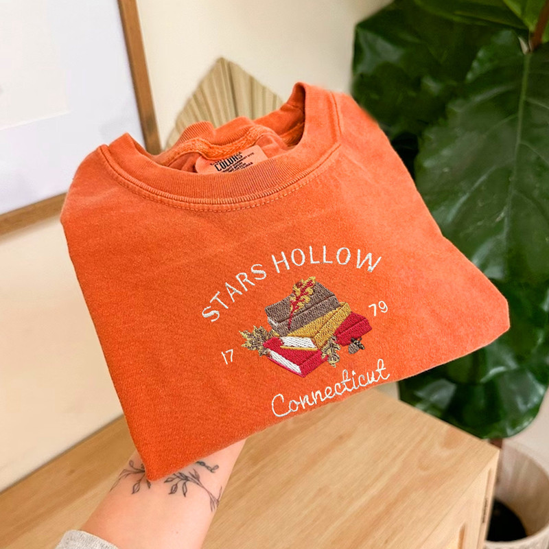 Stars Hollow Connecticut EMBROIDERED Sweatshirt, Fall Comfort Colors® Tshirt, Autumn Shirt, Halloween Gift for Friends.jpg