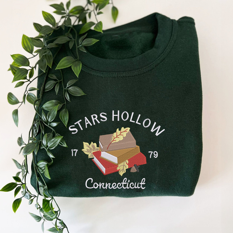 Stars Hollow Connecticut EMBROIDERED Sweatshirt, Fall TShirt, Autumn Shirt, Halloween Gift for Sister.jpg