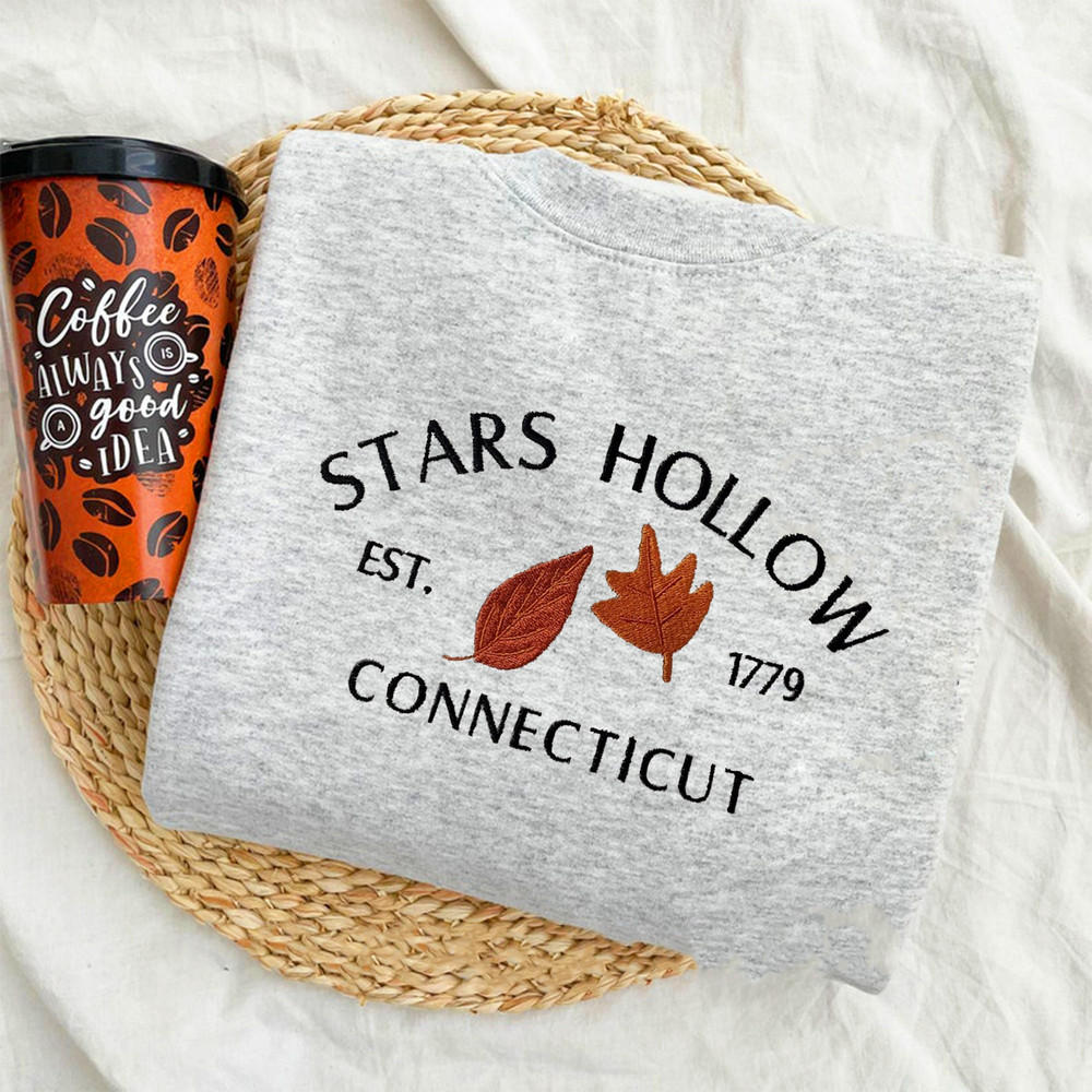 Stars Hollow Sweatshirt, EMBROIDERED Fall Shirt, Autumn Sweatshirt, Birthday Gift for Book Lover.jpg