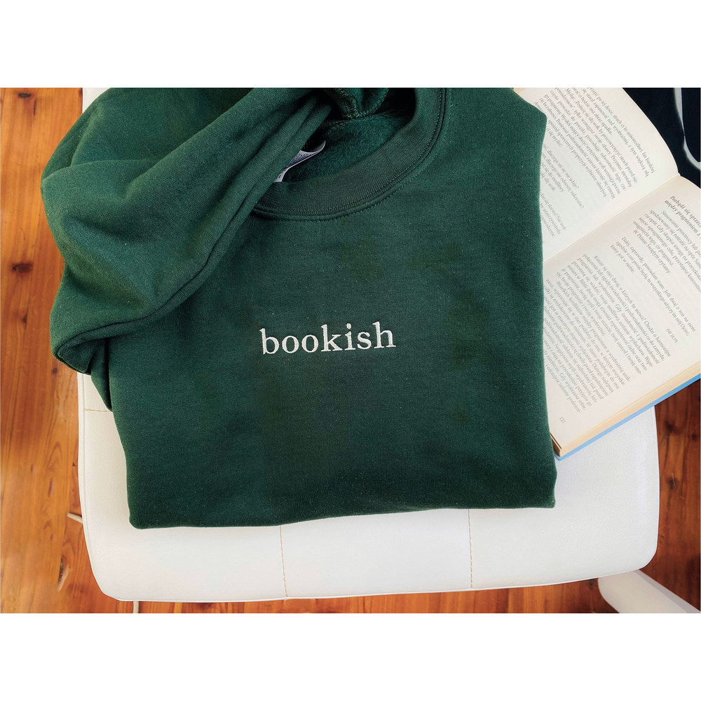 Embroidered bookish sweatshirt, Books Lover Gift, Bookworm Gifts, Reading Sweatshirt, Book Crewneck, Embroidered Librarian Pullover.jpg
