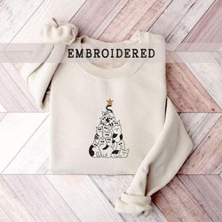 embroidered christmas cats sweatshirt, meowy catmas sweatshirt, pet sweater, cat lover sweatshirt, gift for cat lover, f