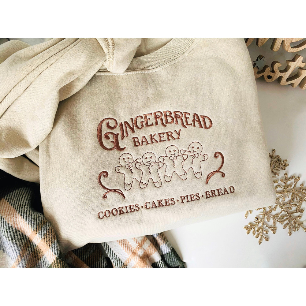 Embroidered Gingerbread Christmas Sweatshirt, Gingerbread Crewneck, Christmas Cookies Pullover, Winter Sweatshirt, Xmas Gift For Her.jpg