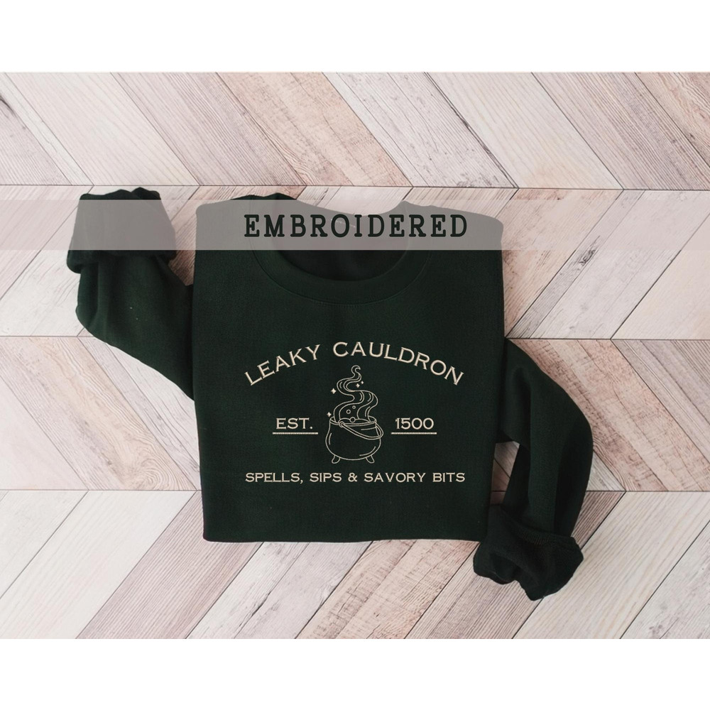 Embroidered Leaky Cauldron Sweatshirt, Wizard Book Shop, Harry Sweater, Universal Trip Sweater, Wizard Sweatshirt, Book Nerd Sweater, Potter 1.jpg