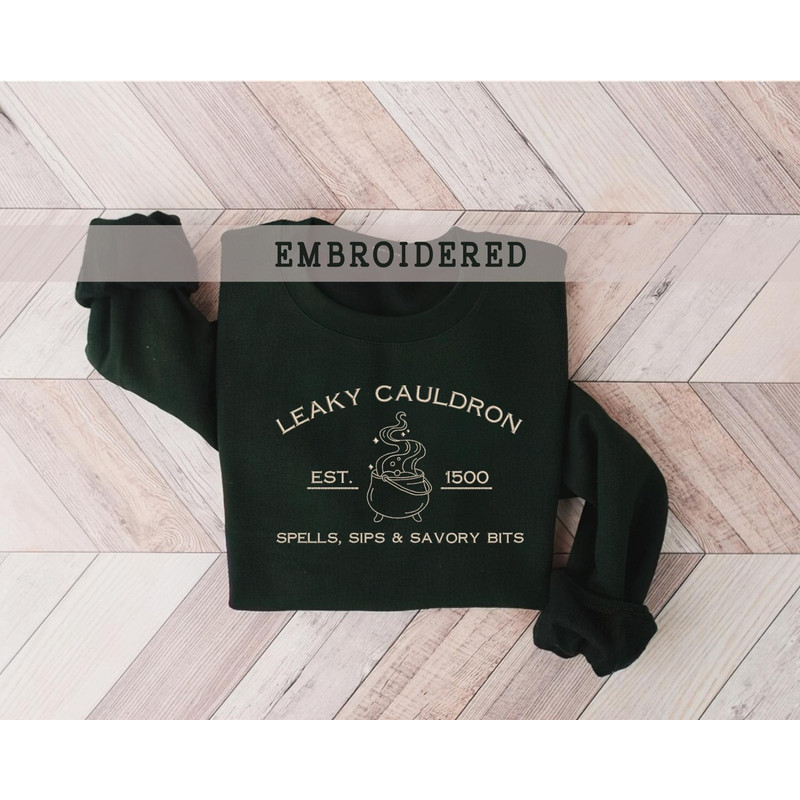 Embroidered Leaky Cauldron Sweatshirt, Wizard Book Shop, Harry Sweater, Universal Trip Sweater, Wizard Sweatshirt, Book Nerd Sweater, Potter.jpg