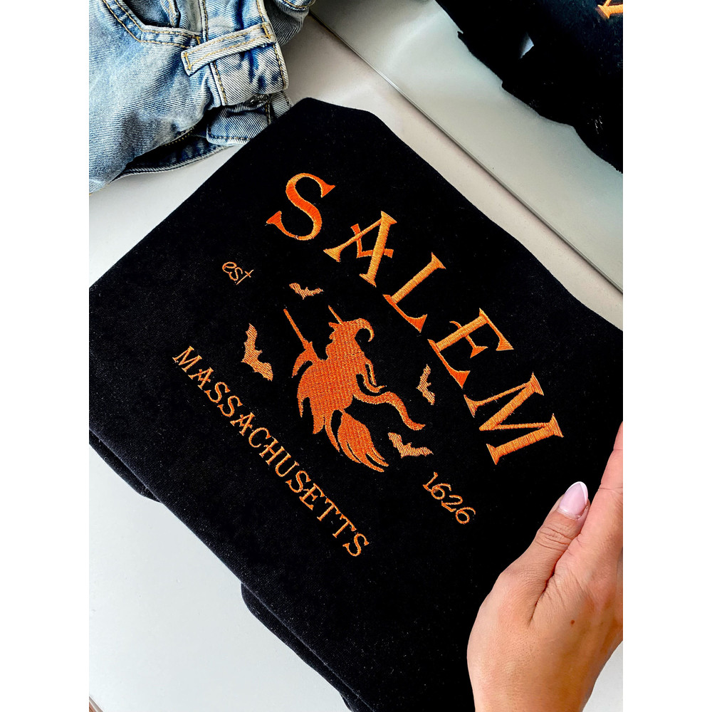 Embroidered Salem Sweatshirt, Witch Sweatshirt, Fall Crewneck, Hocus Sweater, Salem Girls Trip, Halloween Sweat, Spooky Season.jpg