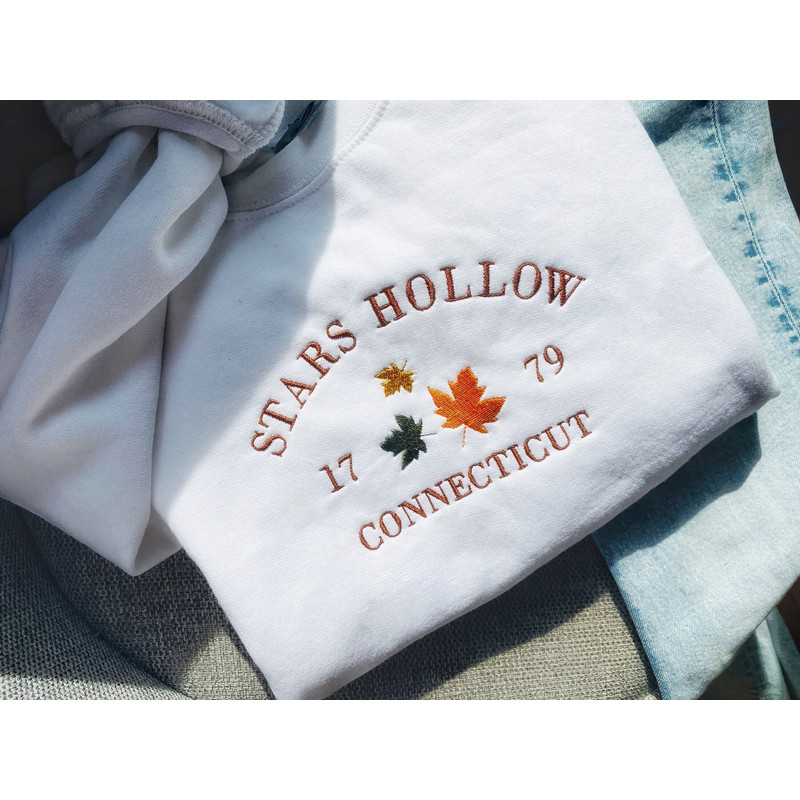 Embroidered Stars Hollow Connecticut Sweatshirt, Cozy Fall Sweatshirt, Stars Hollow Sweatshirt, Gilmore Crewneck, Tv Show Gifts.jpg