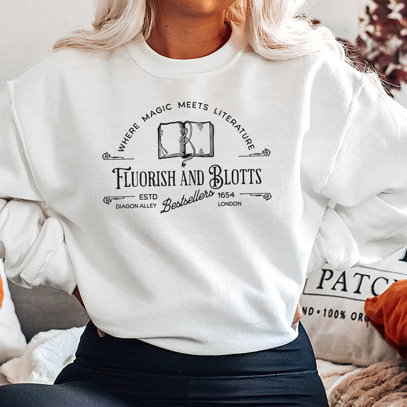 Fluorish and Blotts Bestsellers Sweatshirt ,Wizard Sweatshirt, Book Reading Magic Shirt, Bookish Sweatshirt, Harry Magic, Magic Wand Shirt,.jpg