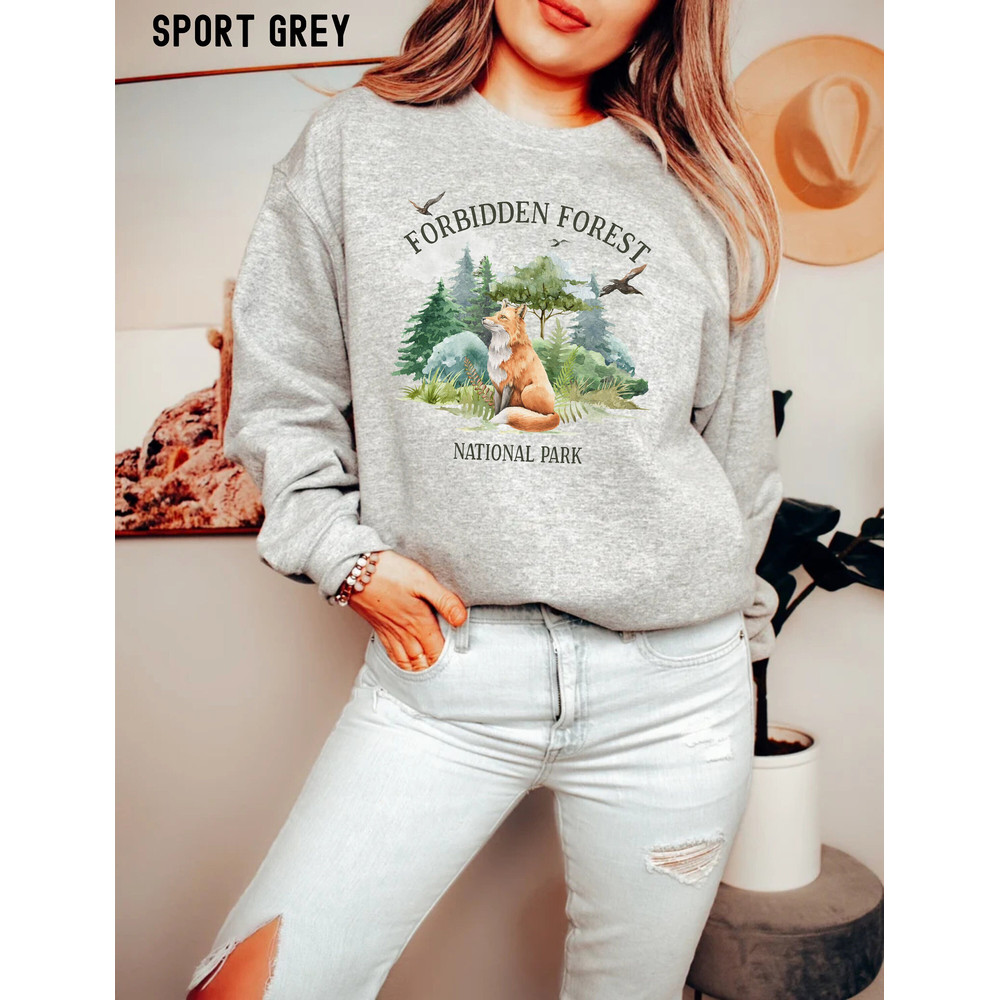 Forbidden Forest Wizard Sweatshirt, Cottagecore Sweatshirt, Magical Crewneck, Bookish Pullover, National Park Vintage Sweater.jpg