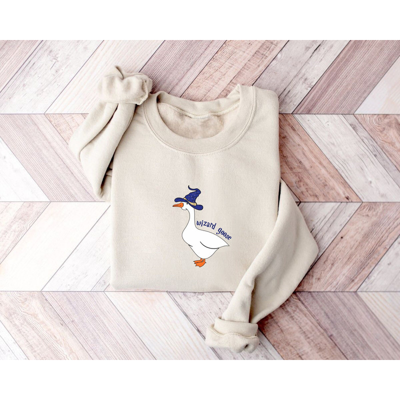 Wizard Goose Sweatshirt, Funny Shirt, Funny Crewneck, Goose Sweatshirt, Book Reading Magic Sweatshirt, Wizard School, Hp Fan Gift.jpg