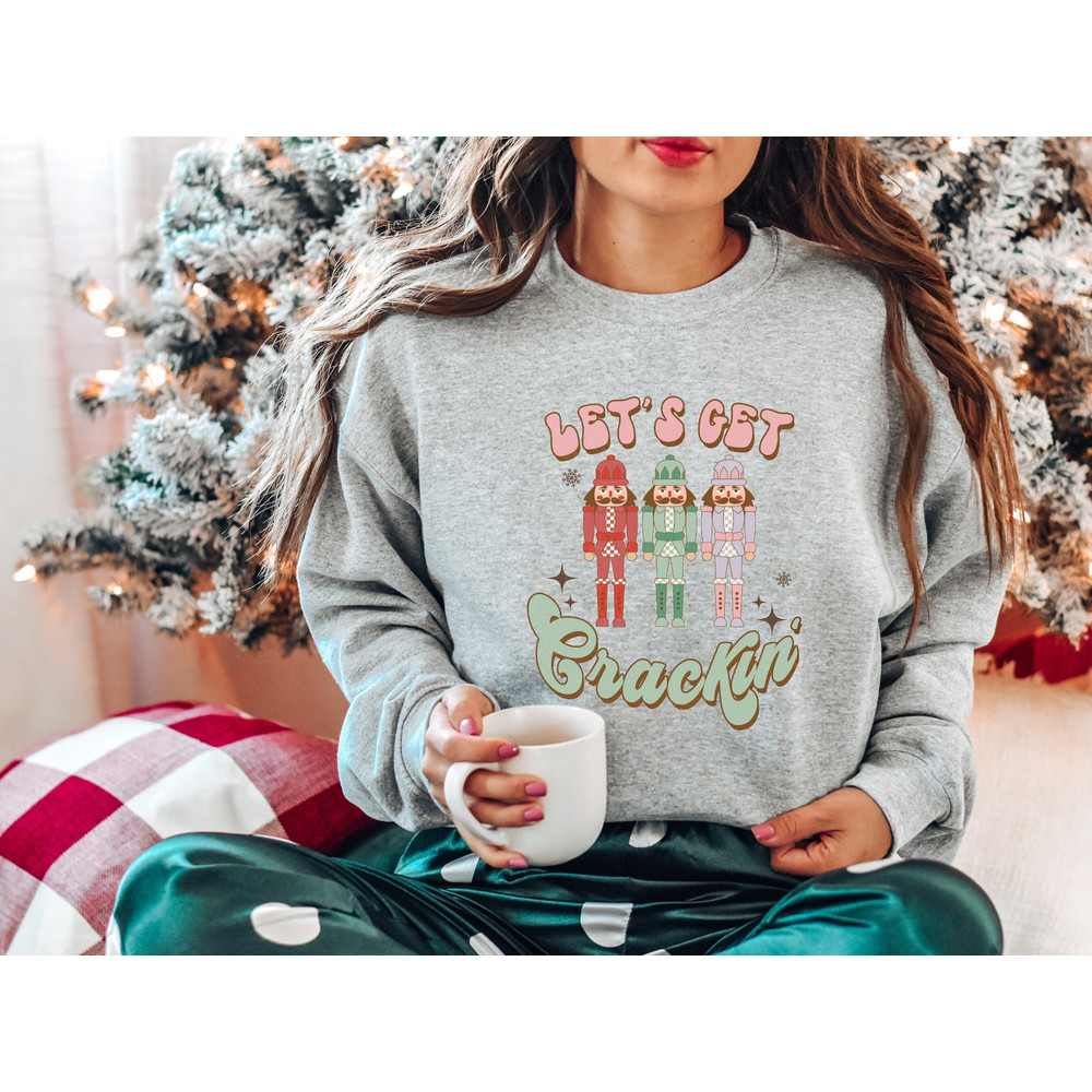 Womens Christmas Sweatshirt, Let's Get Crackin Sweater, Mommy and Me Outfits, Ugly Christmas Sweater.jpg