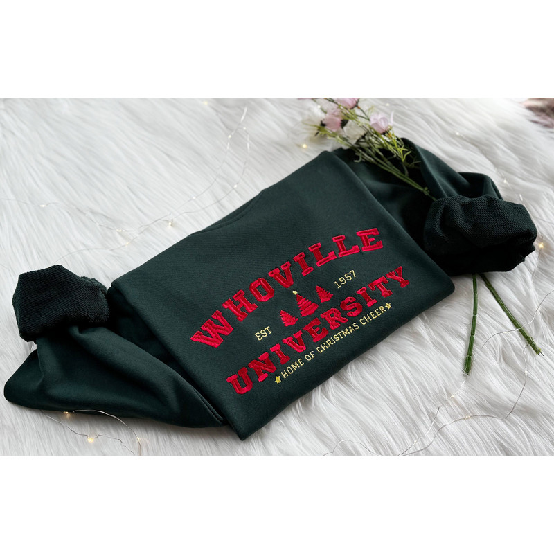Christmas Whoville University Embroidered Sweatshirt, Christmas Embroidered Hoodie, Embroidered Christmas Jumper, Crew Neck Sweatshirt.jpg