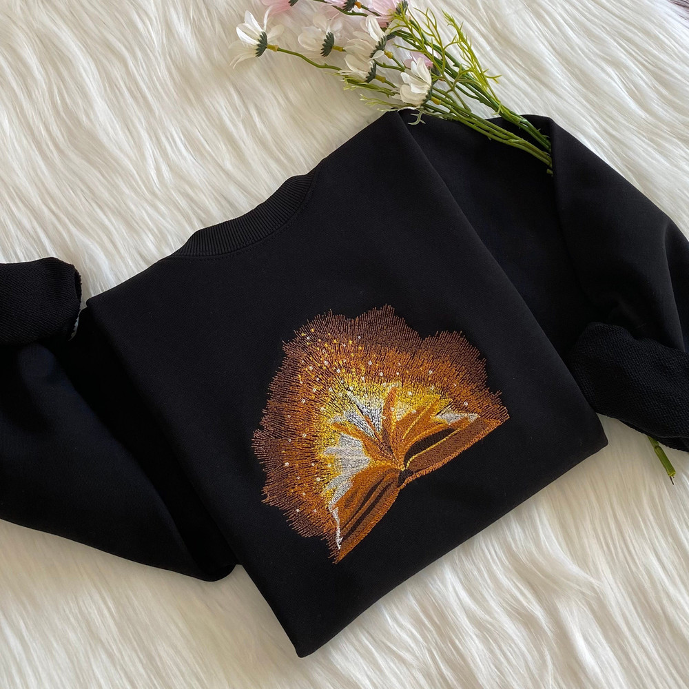 Magic Book Embroidered Sweatshirt Luminous Embroidered Hoodie Magic Sweater Crew Neck Sweatshirt Gift For Her Sweatshirt Gift.jpg