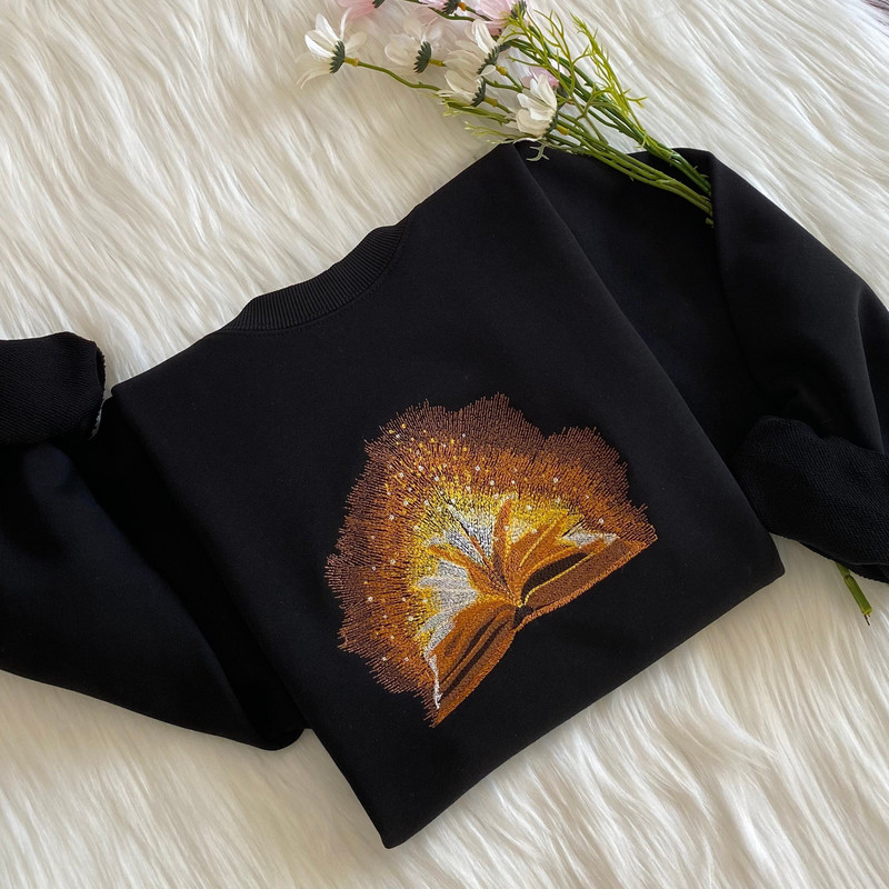 Magic Book Embroidered Sweatshirt Luminous Embroidered Hoodie Magic Sweater Crew Neck Sweatshirt Gift For Her Sweatshirt Gift.jpg