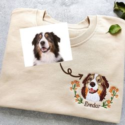 custom dog portrait embroidered sweatshirt,custom pet hoodie, personalized pet face and pet name sweatshirt,custom gift