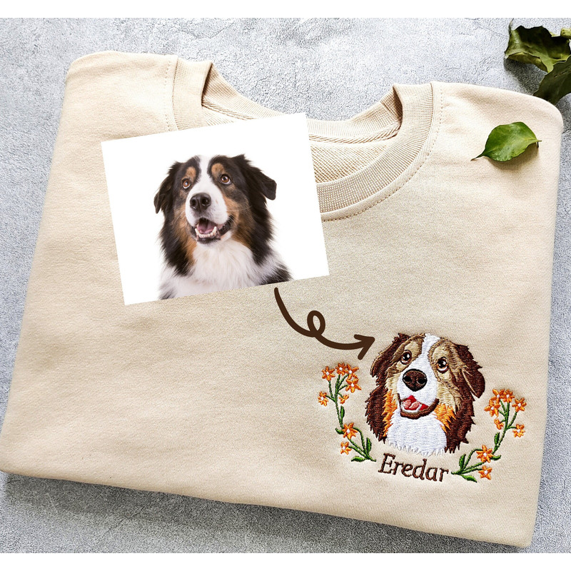 Custom Dog Portrait Embroidered Sweatshirt,Custom Pet Hoodie, Personalized Pet Face and Pet name Sweatshirt,Custom gift.jpg