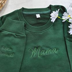 custom mama and sleeve embroidered sweatshirt,grandmother sweatshirt with kids names,sweatshirt for mom, gift for mama