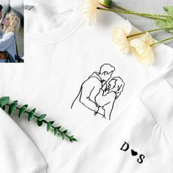 custom personalized portrait embroidered sweatshirt,custom photo,outline photo sweatshirt,couple hoodie, wedding gift,va