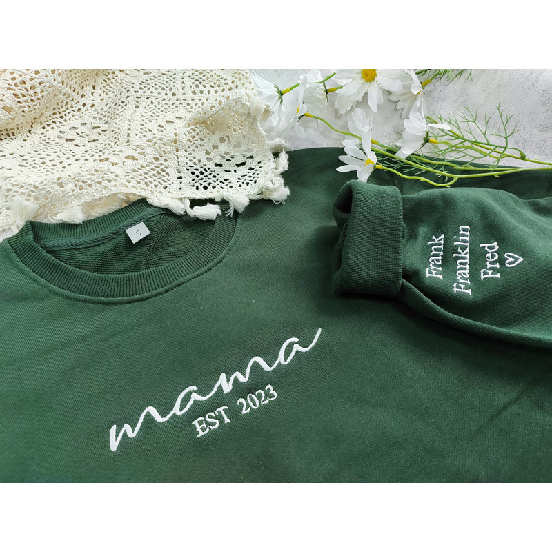 Custom mama and sleeve aesthetic embroidered crewneck sweatshirt, Grandmother sweatshirt with kids names,Mama gifts.jpg